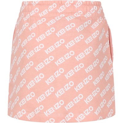 Shop Kenzo Pink Skirt For Girl With Logo