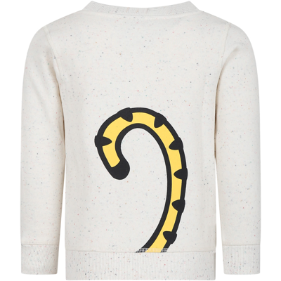 Shop Kenzo Ivory Sweatshirt For Kids With Tiger And Logo