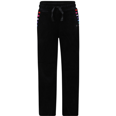 Shop Rykiel Enfant Black Pants For Girl In Multicolor