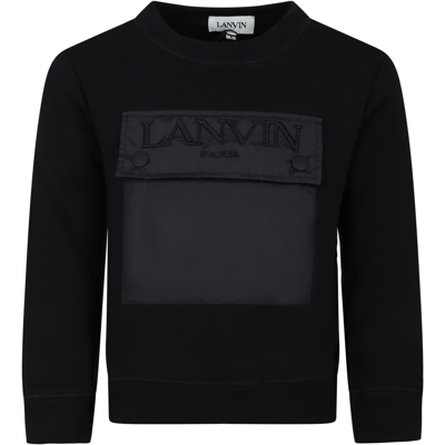 Shop Lanvin Black Sweatshirt For Kids With Logo