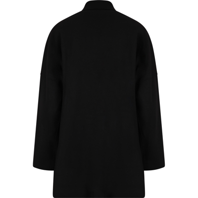 Shop Mm6 Maison Margiela Black Coat For Kids With Logo