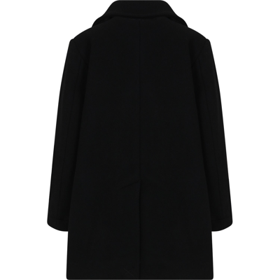 Shop Mm6 Maison Margiela Black Coat For Boy With Logo