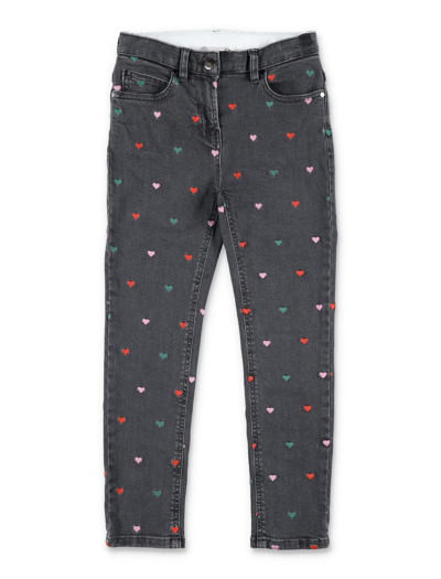 Shop Stella Mccartney Jeans With Heart Embroidery In Black