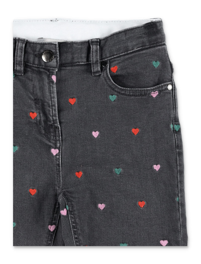 Shop Stella Mccartney Jeans With Heart Embroidery In Black