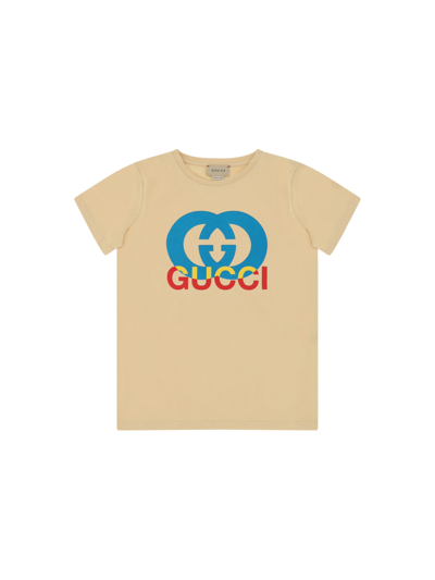 Shop Gucci T-shirt For Boy In Short Bread/mc