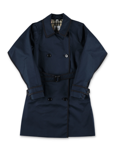 Shop Burberry Cotton Twill Trench Coat In Navy/black