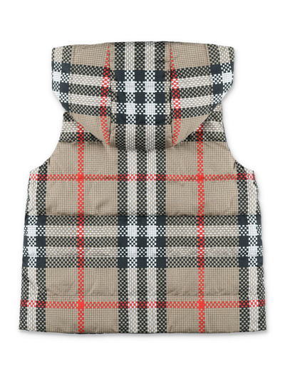 Shop Burberry Check Reversible Puffer Gilet In Archive Beige Ip Pat