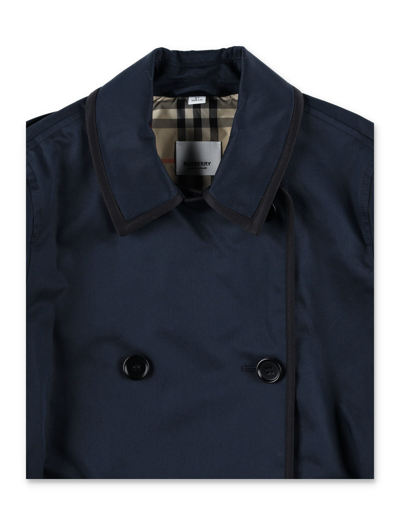 Shop Burberry Cotton Twill Trench Coat In Navy/black