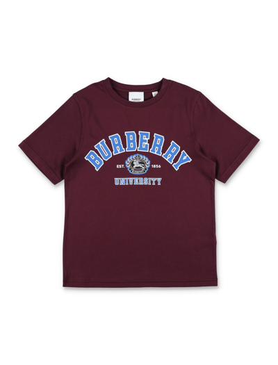 Shop Burberry College Graphic T-shirt In Deep Maroon