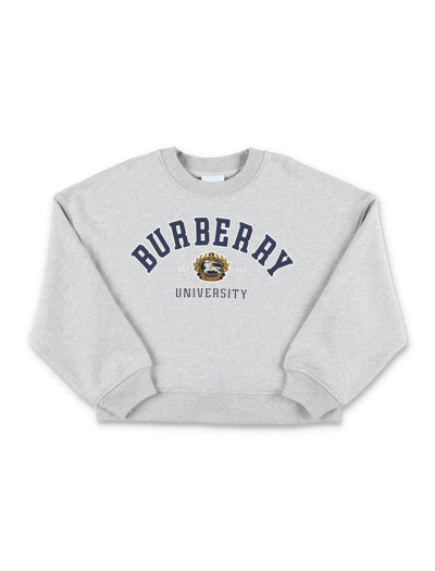 Shop Burberry College Graphic Sweatshirt In Deep Dove Grey Mel