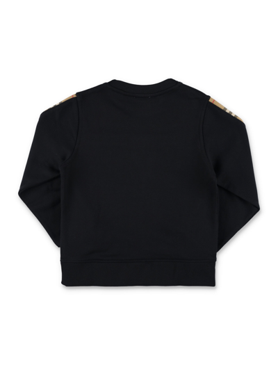 Shop Burberry Check Panel Cotton Sweatshirt In Black