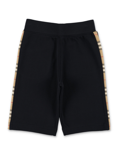 Shop Burberry Check Panel Cotton Shorts In Black