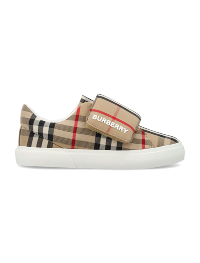 Shop Burberry Check Cotton Sneakers In Archive Beige Ip Chk