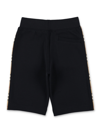 Shop Burberry Check Panel Cotton Shorts In Black