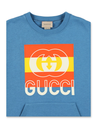 Shop Gucci Logo Crewneck With Pocket In Blue