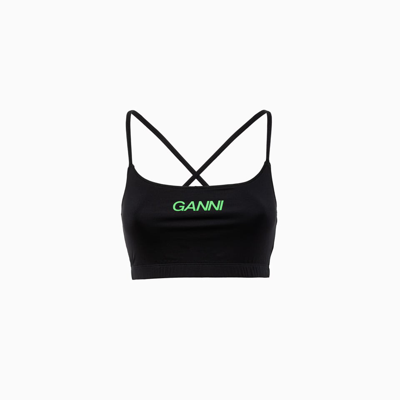 Shop Ganni Active Strap Sports Top In Black