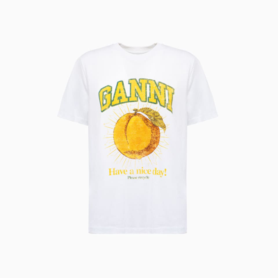 Shop Ganni Basic Jersey T-shirt In Bright White