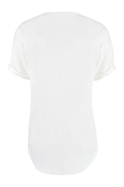 Shop Isabel Marant Étoile Koldi Logo Print Linen T-shirt In White