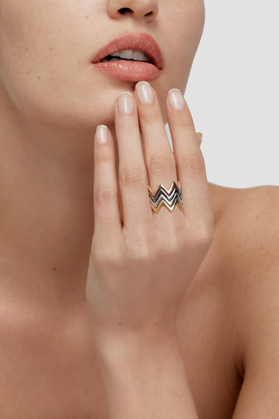 Shop Federica Tosi Ring Crown Basic Ruthenium In Black