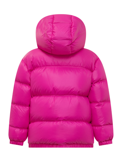 Shop Versace Down Jacket With Logo In Fuxia