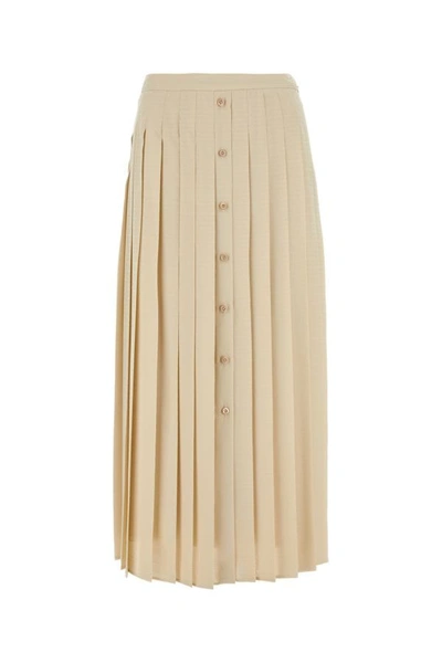 Shop Prada Woman Ivory Silk Skirt In White