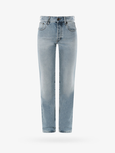 Shop Saint Laurent Woman Cassandre Woman Blue Jeans
