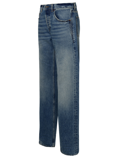 Shop Saint Laurent Woman Blue Cotton Jeans