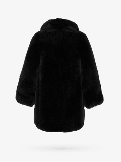 Shop Saint Laurent Women Single-breasted Faux-fur Coat In Black