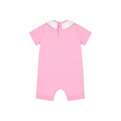 Shop Moschino Pink Set For Baby Girl With Teddy Bear And Logo