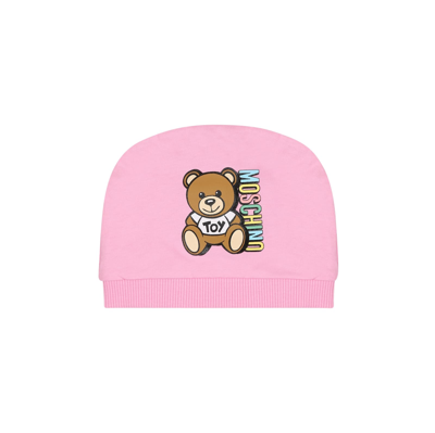 Shop Moschino Pink Set For Baby Girl With Teddy Bear And Logo