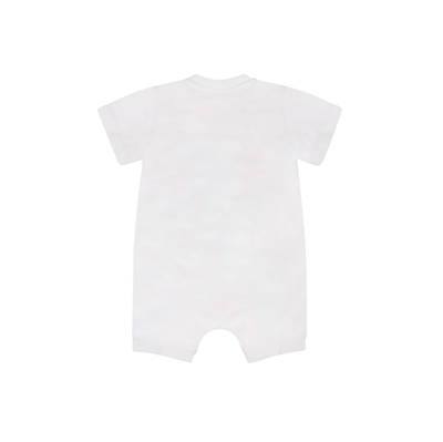 Shop Moschino White Romper For Bbay Kids With Logo And Print
