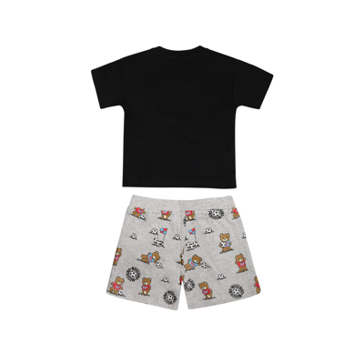 Shop Moschino Black Suit For Baby Boy With Teddy Bear And Logo