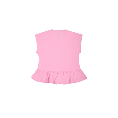 Shop Moschino Pink T-shirt For Baby Girl With Teddy Bear And Logo