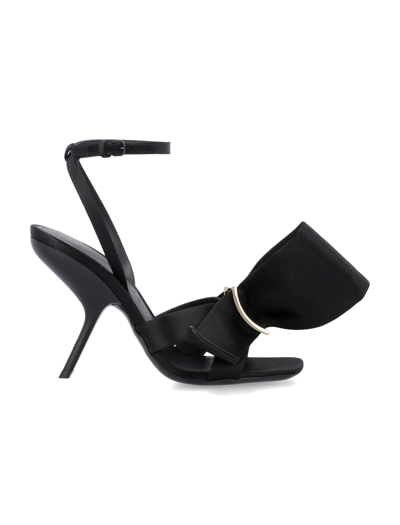 Shop Ferragamo Sandal With Asymmetric Bow In Black