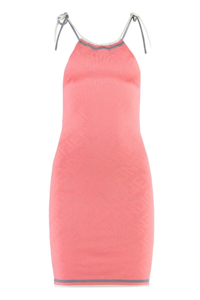 Shop Fendi Jacquard Knit Mini-dress In Pink