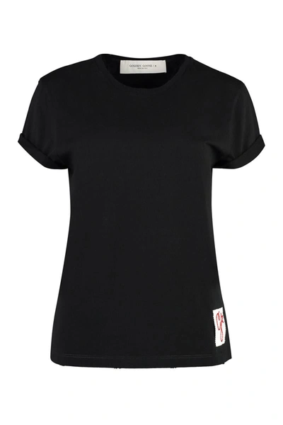 Shop Golden Goose Logo Cotton T-shirt In Black