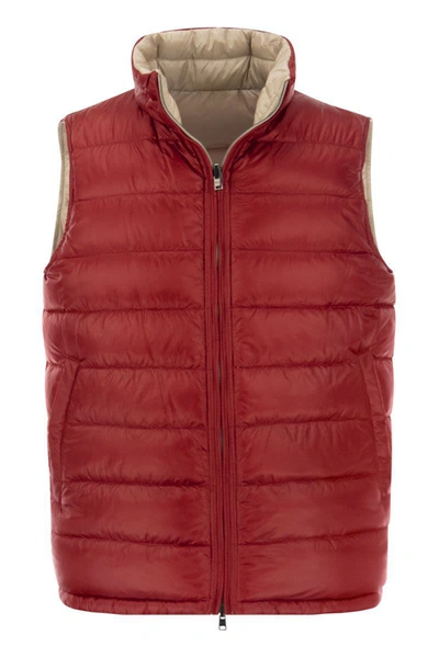Shop Herno Reversible Down Vest In Beige/red