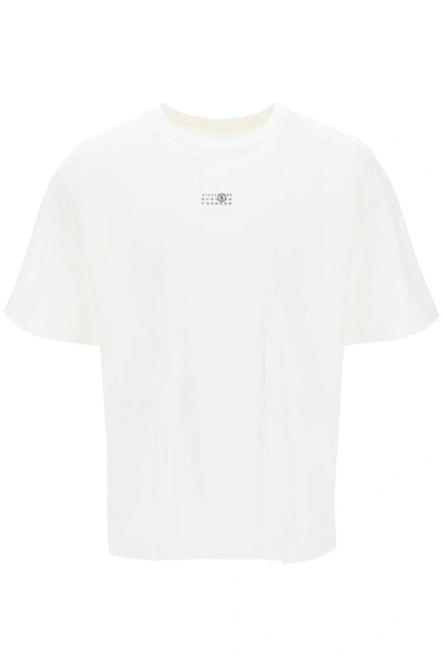 Shop Mm6 Maison Margiela T-shirt With Numeric Logo Label In White