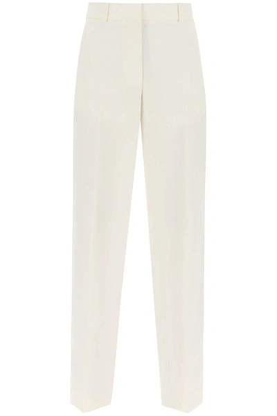 Shop Palm Angels Knit Tape Wool Twill Trousers In White