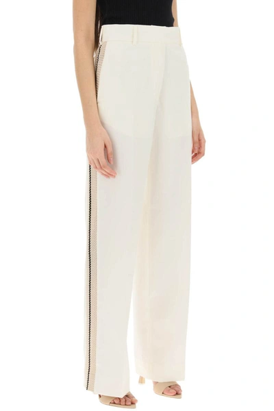 Shop Palm Angels Knit Tape Wool Twill Trousers In White