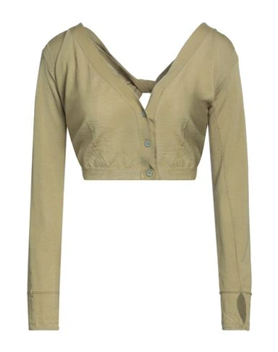 Jacquemus Woman Wrap Cardigans Sage Green Size 10 Wool, Polyamide In Sage Green