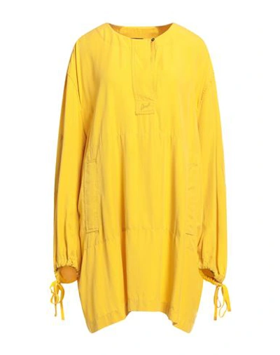 Shop Diesel Woman Mini Dress Yellow Size M Tencel Lyocell