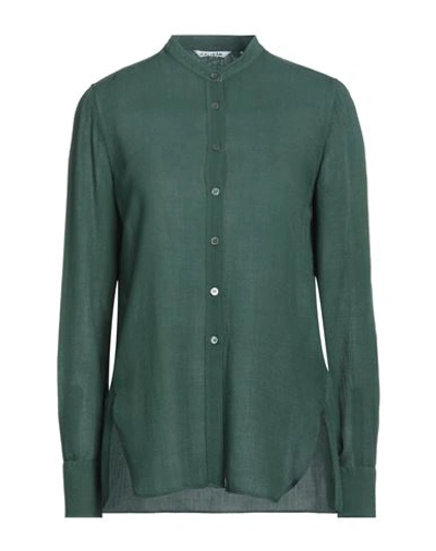 Shop Caliban Woman Shirt Dark Green Size 6 Viscose, Wool
