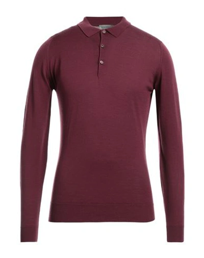 Shop John Smedley Man Sweater Garnet Size L Virgin Wool In Red
