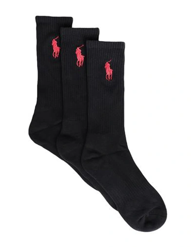 Polo Ralph Lauren Three-pack Ribbed Stretch Cotton-blend Socks In Black