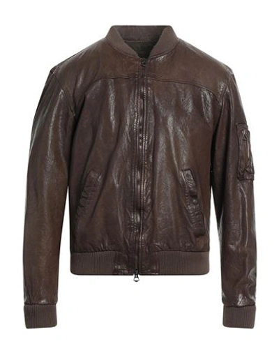 Shop Masterpelle Man Jacket Cocoa Size Xl Soft Leather In Brown