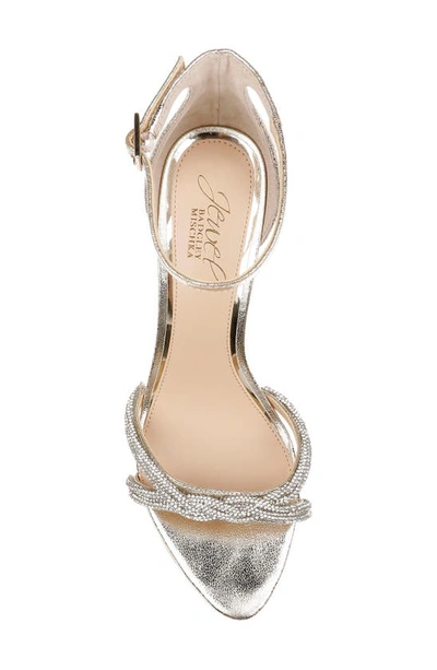 Shop Jewel Badgley Mischka Vani Ankle Strap Sandal In Light Gold
