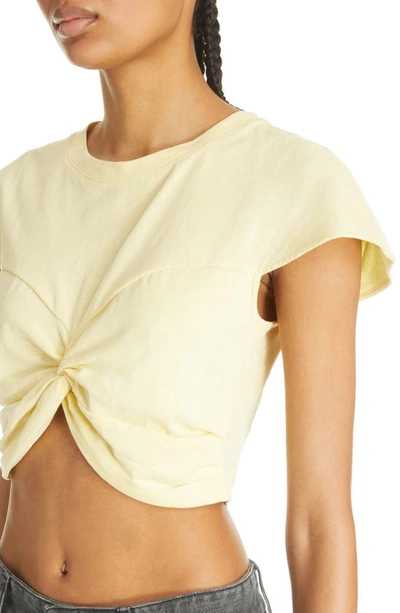 Shop Isabel Marant Zineae Modern Twist Crop Cotton T-shirt In Light Yellow
