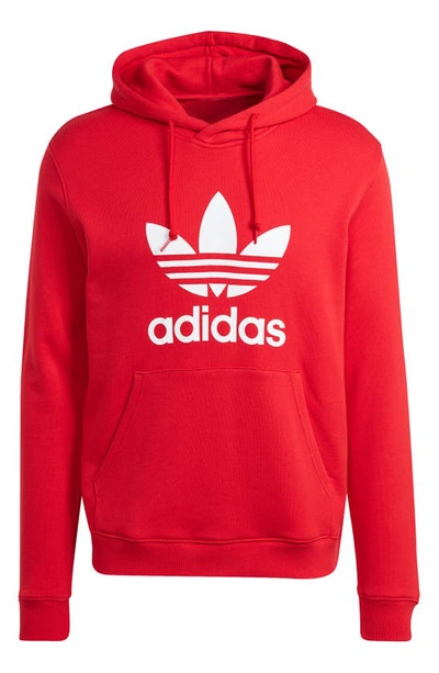 Shop Adidas Originals Lifestyle Trefoil Graphic Hoodie In Better Scarlet