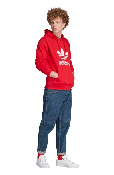 Shop Adidas Originals Lifestyle Trefoil Graphic Hoodie In Better Scarlet
